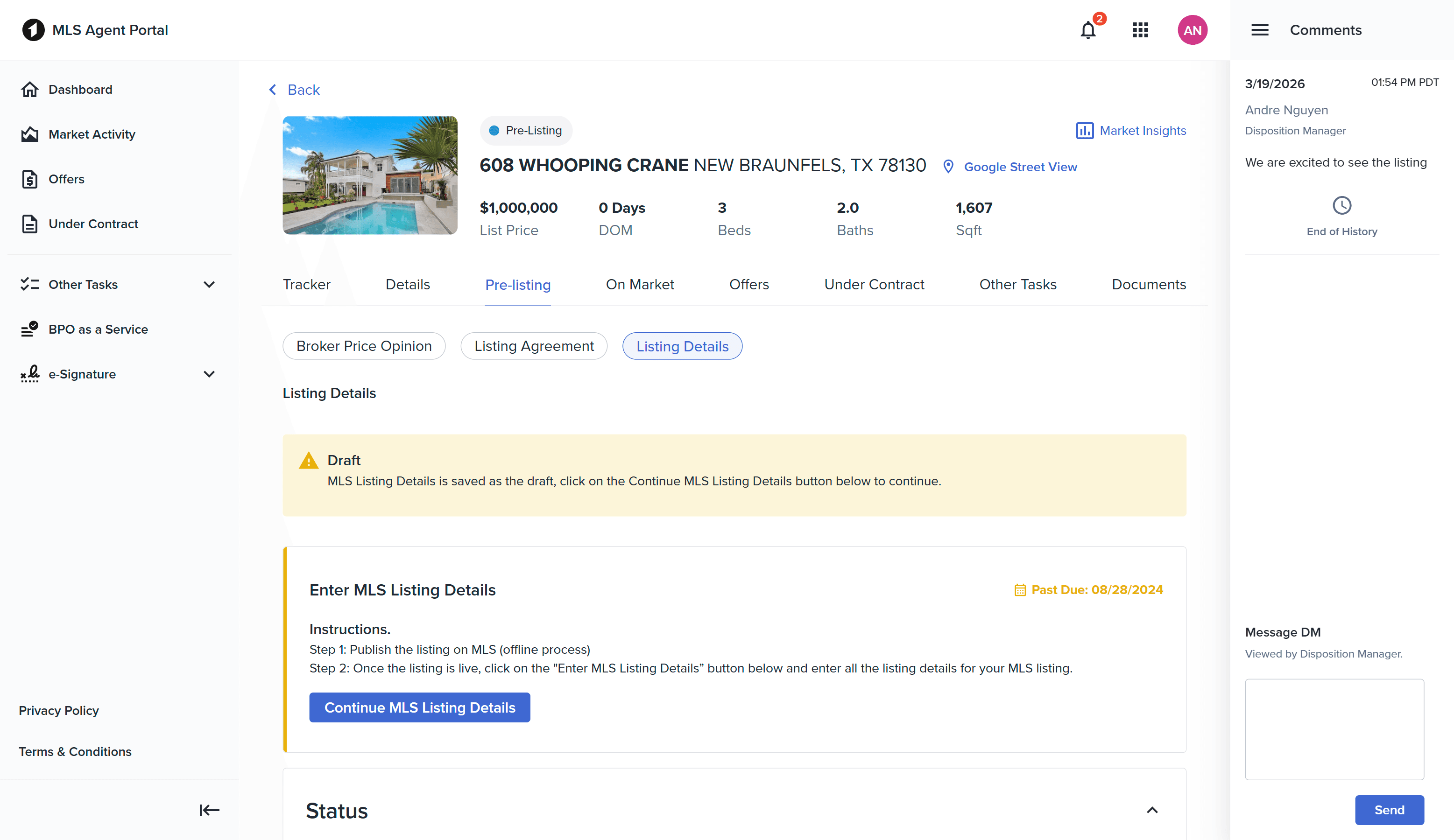 Agent offer management portal